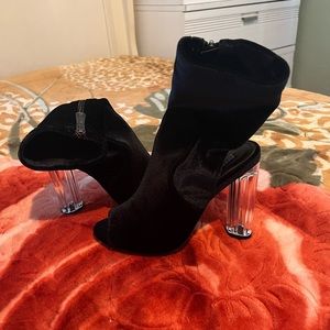 Black Bootie Heels with Clear heels